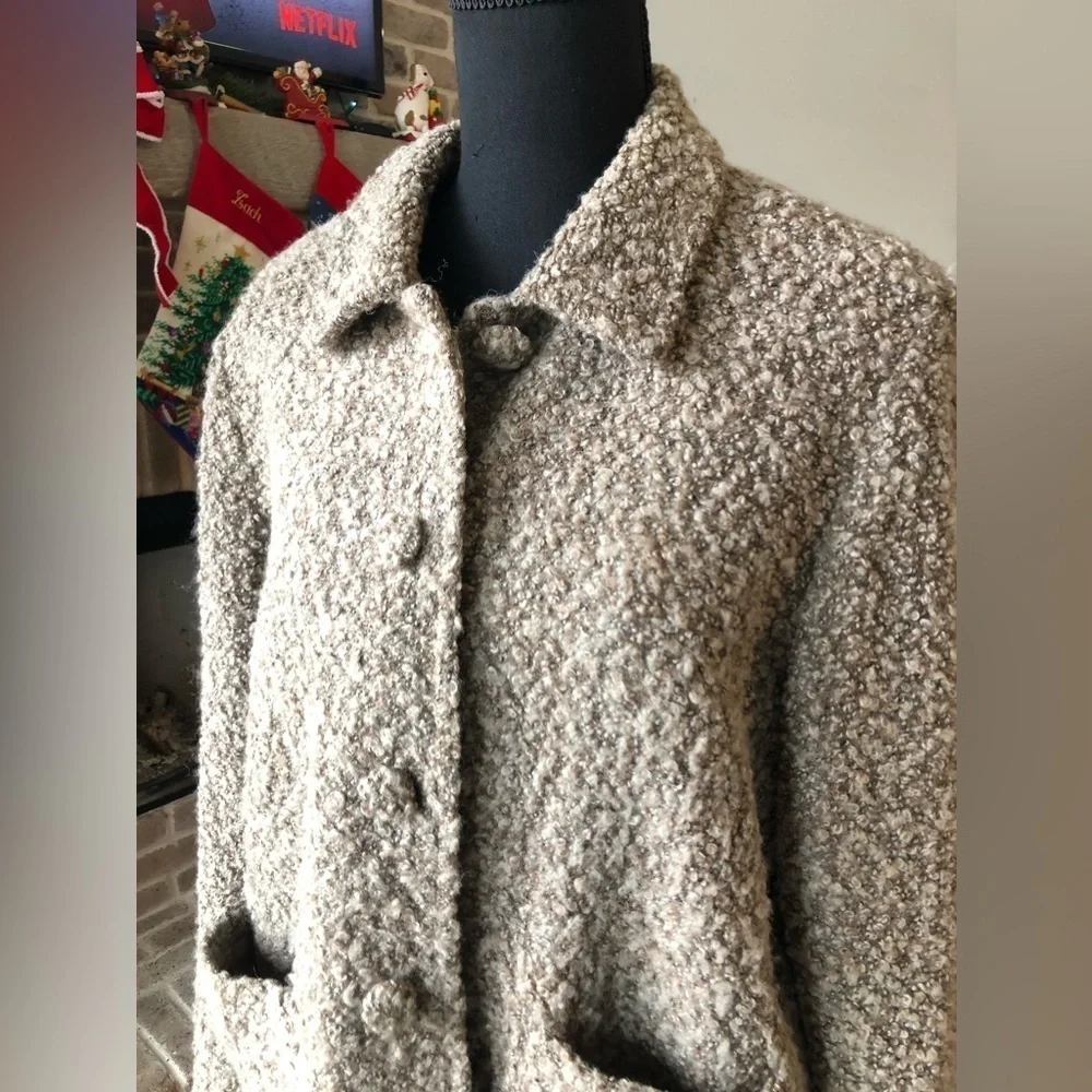 Elliott Lauren Wool Blend Tan Blazer Jacket Button Closure M Designer Neutrals